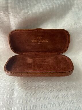 Dakota Smith USA Ostrich Leather Eyeglasses/Sungalses Hard Case - Brown Vintage